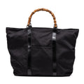 Shoulder Bag Large Bamboo Tote Black Nylon Canvas