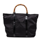 Shoulder Bag Large Bamboo Tote Black Nylon Canvas