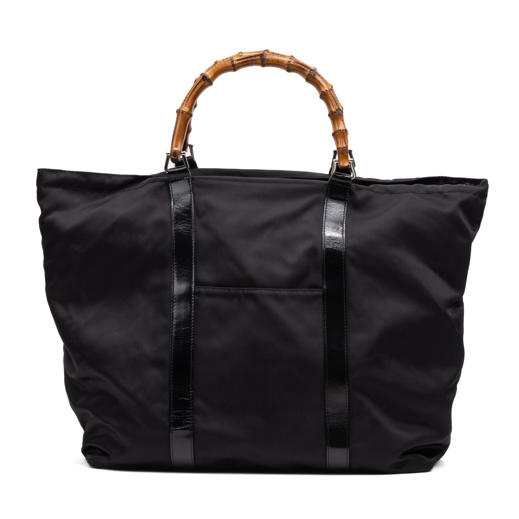 Shoulder Bag Large Bamboo Tote Black Nylon Canvas