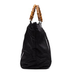 Shoulder Bag Large Bamboo Tote Black Nylon Canvas