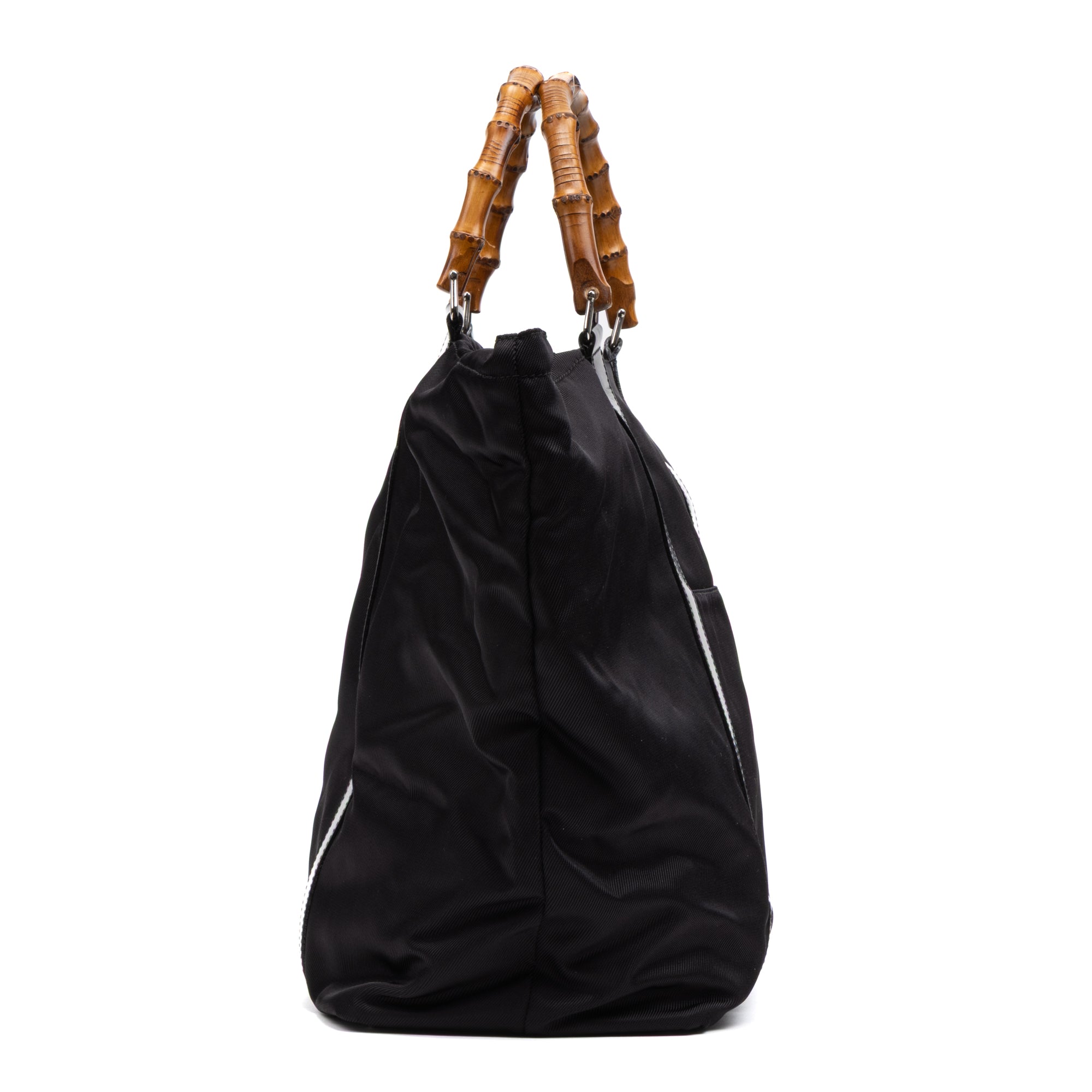 Shoulder Bag Large Bamboo Tote Black Nylon Canvas