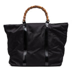 Shoulder Bag Large Bamboo Tote Black Nylon Canvas