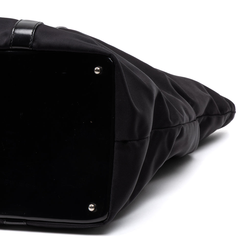 Shoulder Bag Large Bamboo Tote Black Nylon Canvas