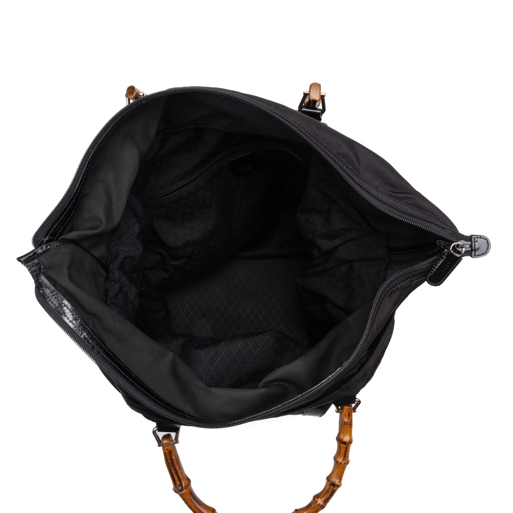 Shoulder Bag Large Bamboo Tote Black Nylon Canvas