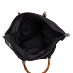 Shoulder Bag Large Bamboo Tote Black Nylon Canvas