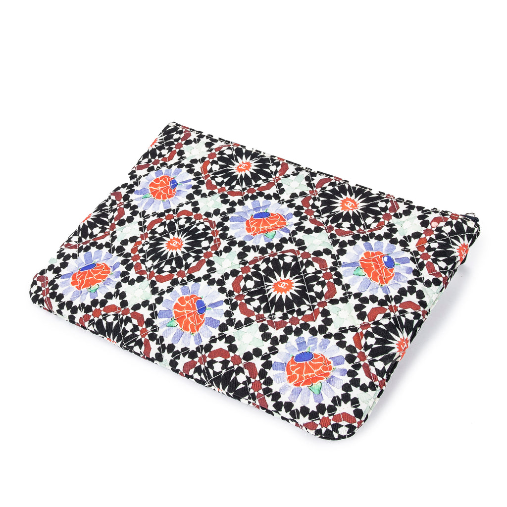 Handbag Dubai Paris O-Case Zip Pouch Black Multicolor Quilted Printed Canvas