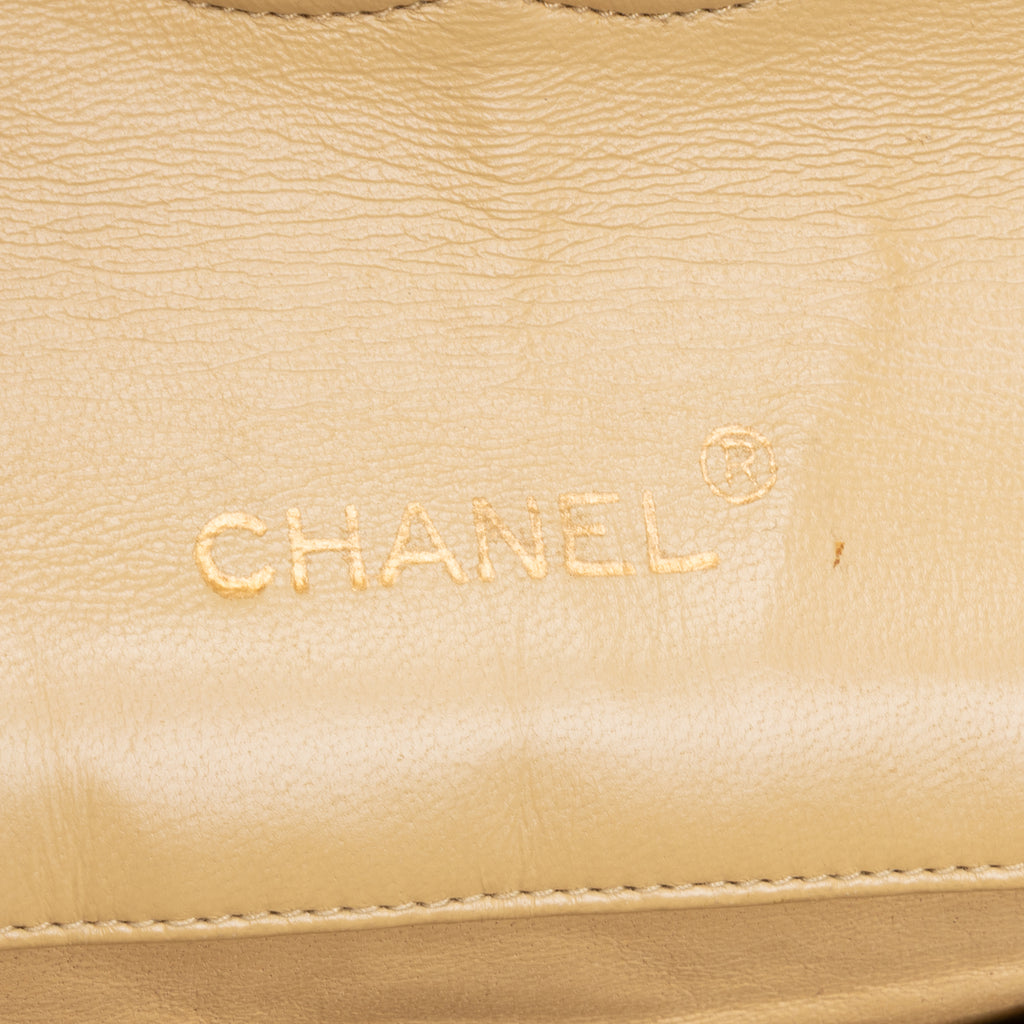 Shoulder Bag CC Crystal Push Lock Square Flap Beige Quilted Lambskin Leather