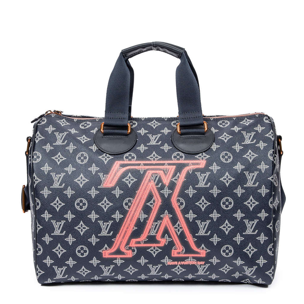 Louis Vuitton - Édition limitée rare Speedy Bandoulière Upside Down - Bleu Marine/Blanc