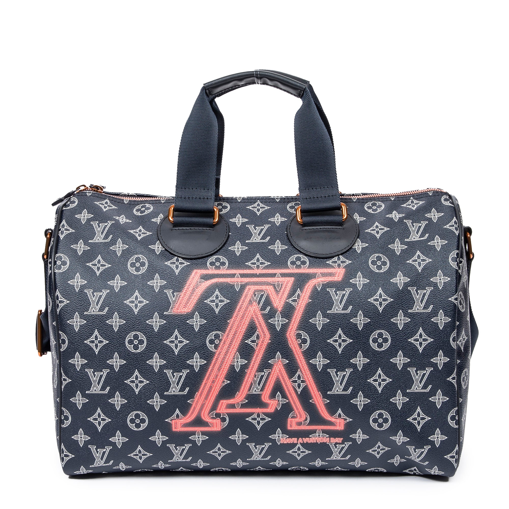 Louis Vuitton - Édition limitée rare Speedy Bandoulière Upside Down - Bleu Marine/Blanc