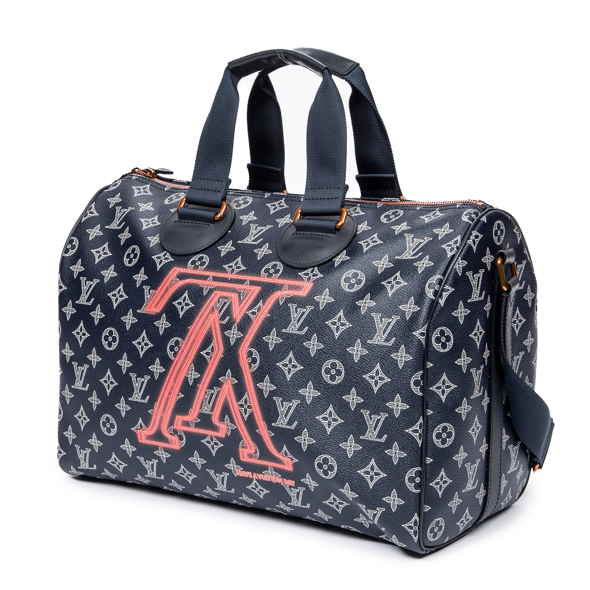 Louis Vuitton - Édition limitée rare Speedy Bandoulière Upside Down - Bleu Marine/Blanc