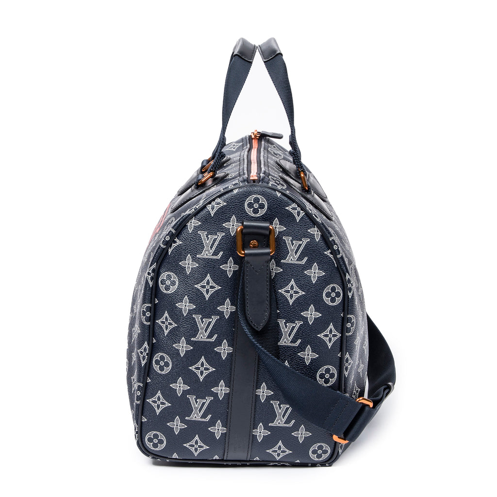 Louis Vuitton - Édition limitée rare Speedy Bandoulière Upside Down - Bleu Marine/Blanc