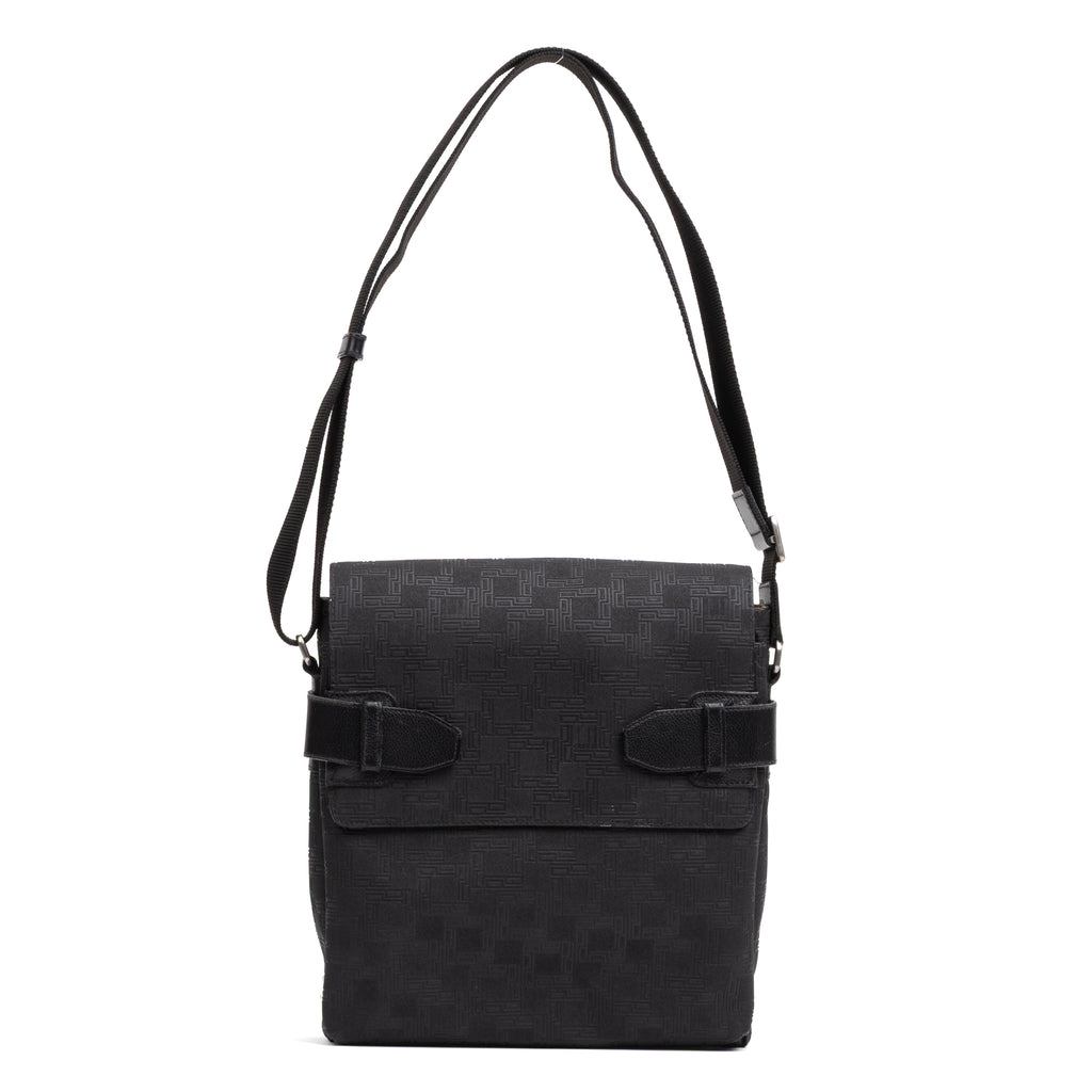 Shoulder Bag Medium Square Messenger Black Dunhill Pattern Embossed Coated Canvas