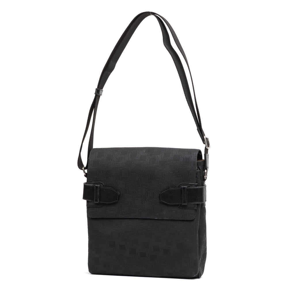 Shoulder Bag Medium Square Messenger Black Dunhill Pattern Embossed Coated Canvas