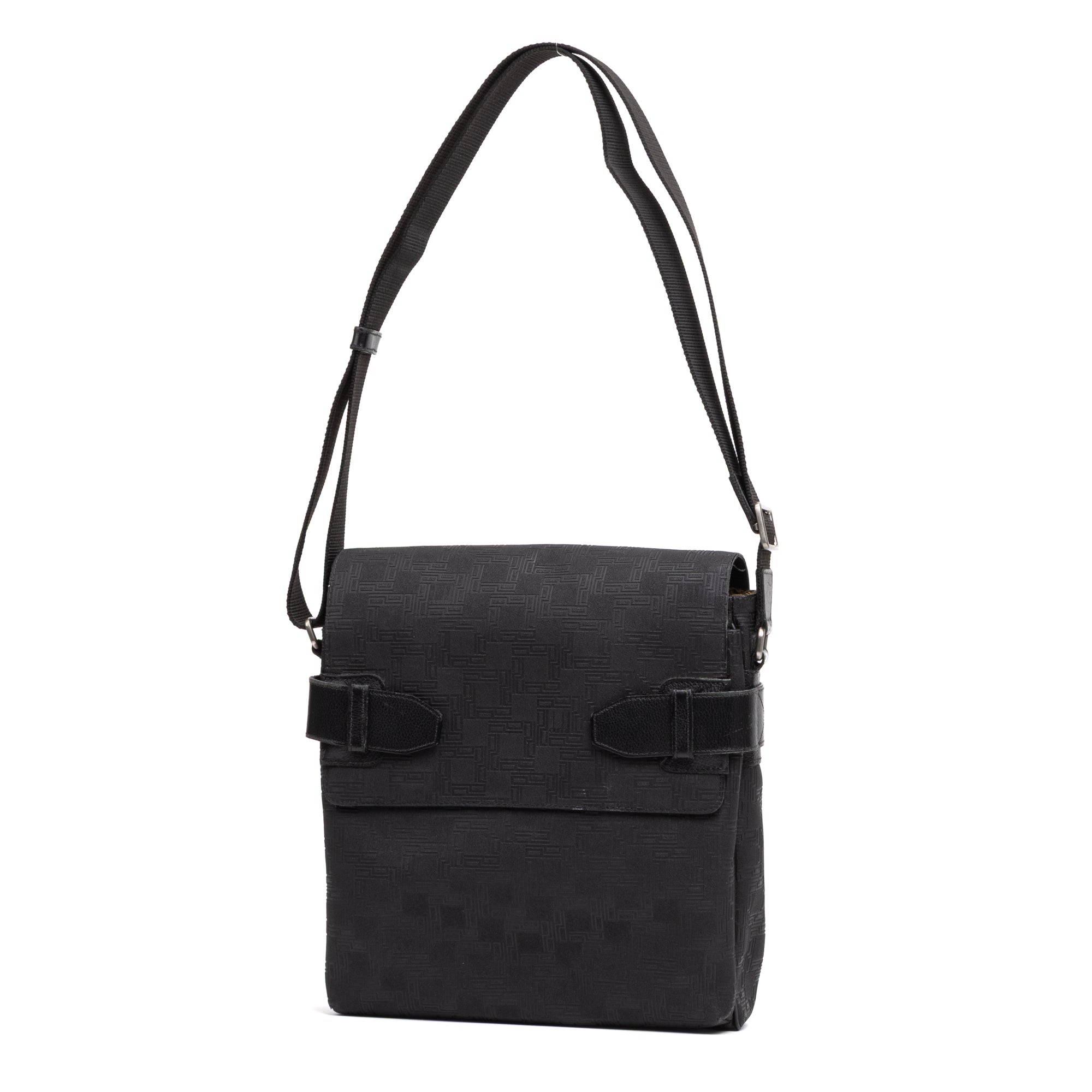 Shoulder Bag Medium Square Messenger Black Dunhill Pattern Embossed Coated Canvas