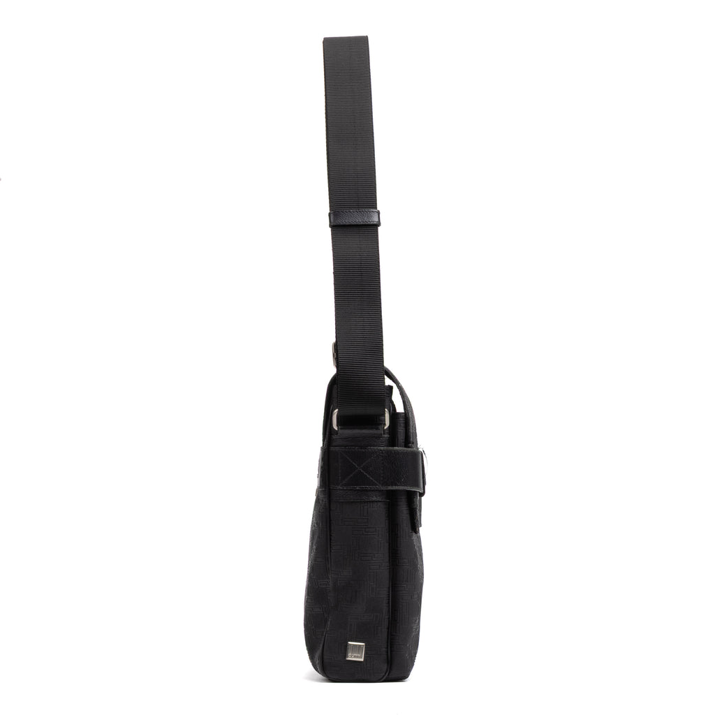 Shoulder Bag Medium Square Messenger Black Dunhill Pattern Embossed Coated Canvas