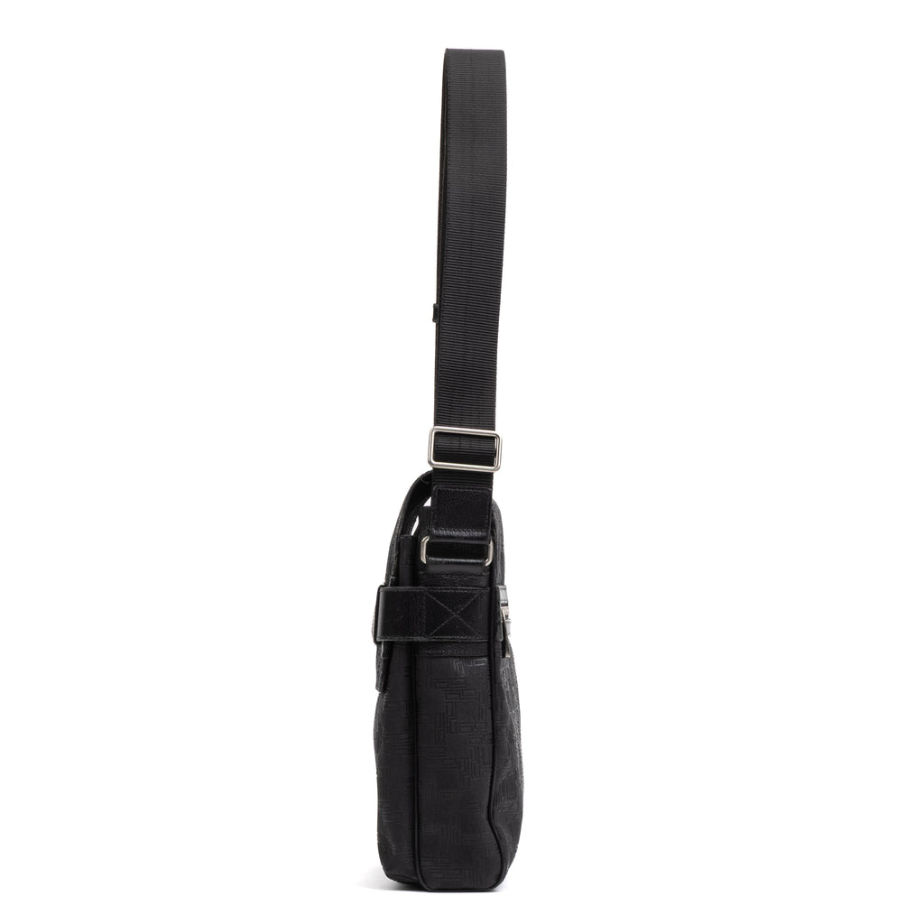 Shoulder Bag Medium Square Messenger Black Dunhill Pattern Embossed Coated Canvas