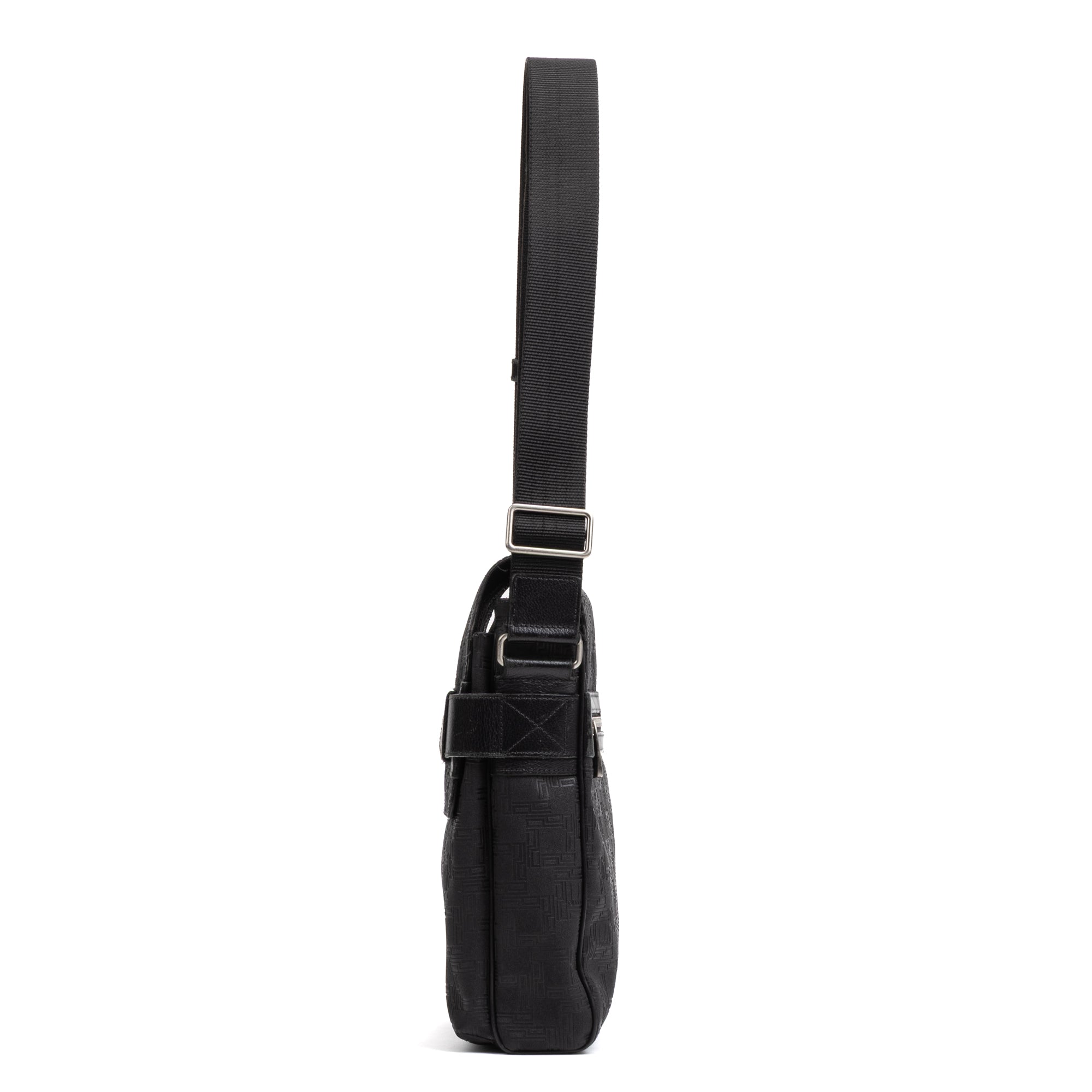 Shoulder Bag Medium Square Messenger Black Dunhill Pattern Embossed Coated Canvas