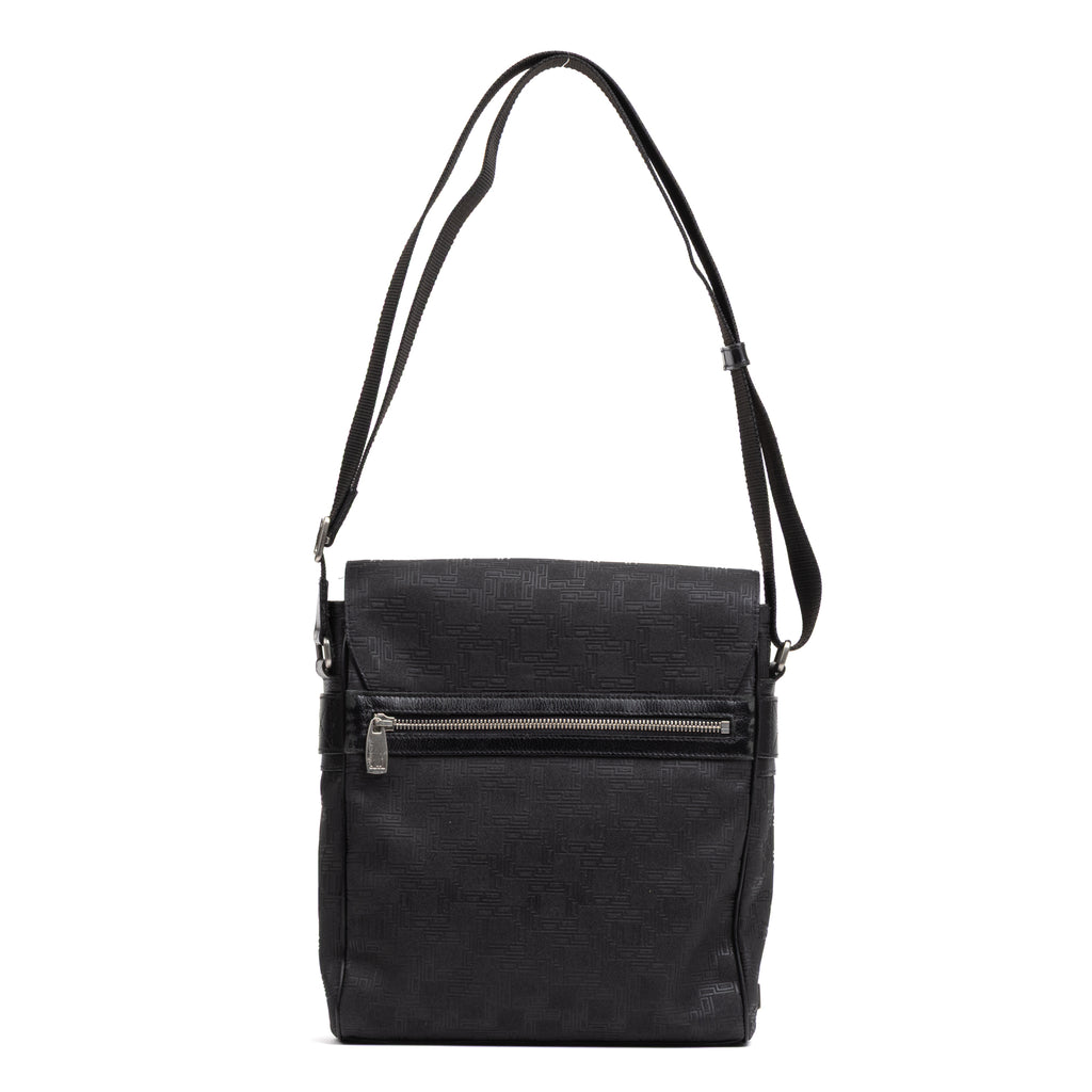 Shoulder Bag Medium Square Messenger Black Dunhill Pattern Embossed Coated Canvas
