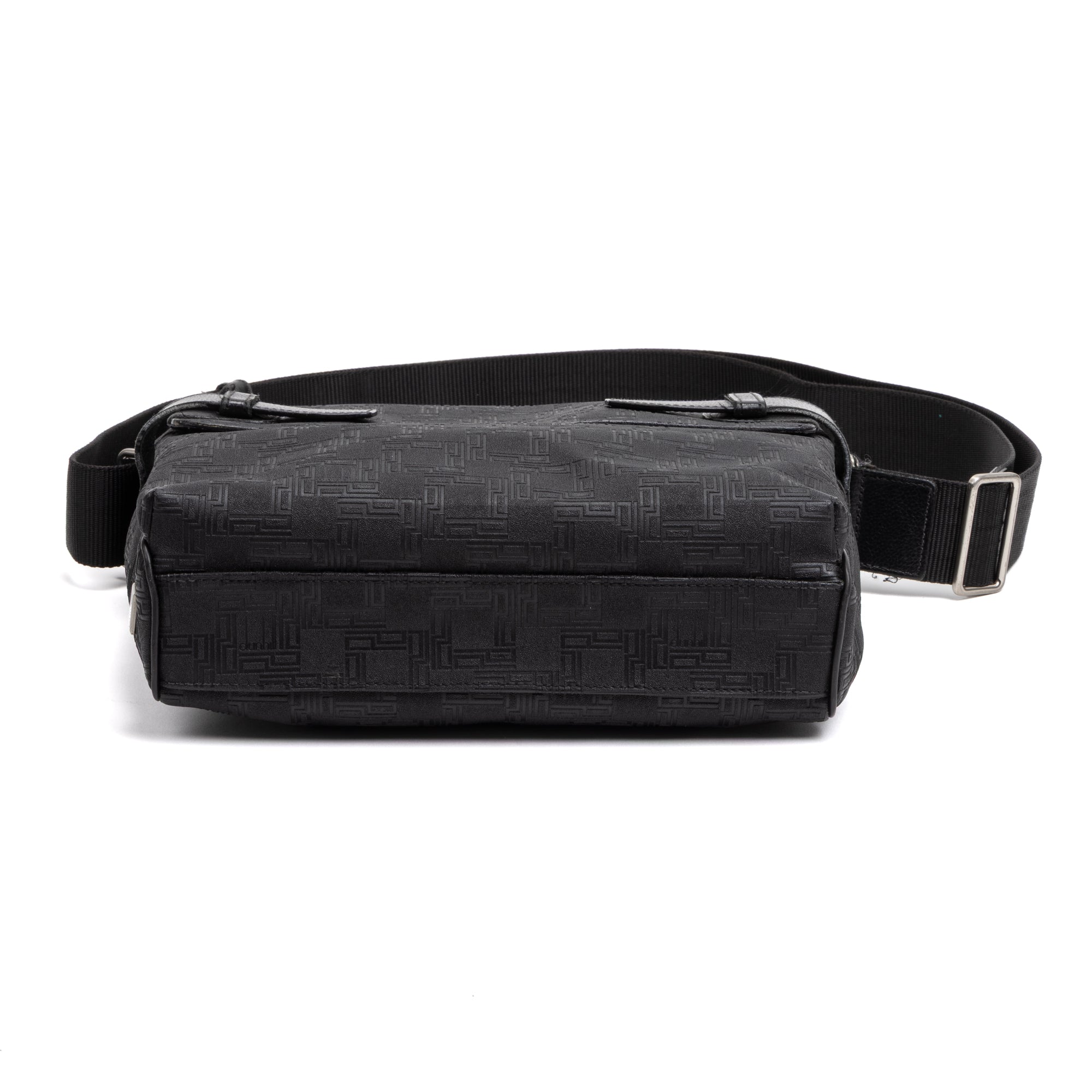 Shoulder Bag Medium Square Messenger Black Dunhill Pattern Embossed Coated Canvas