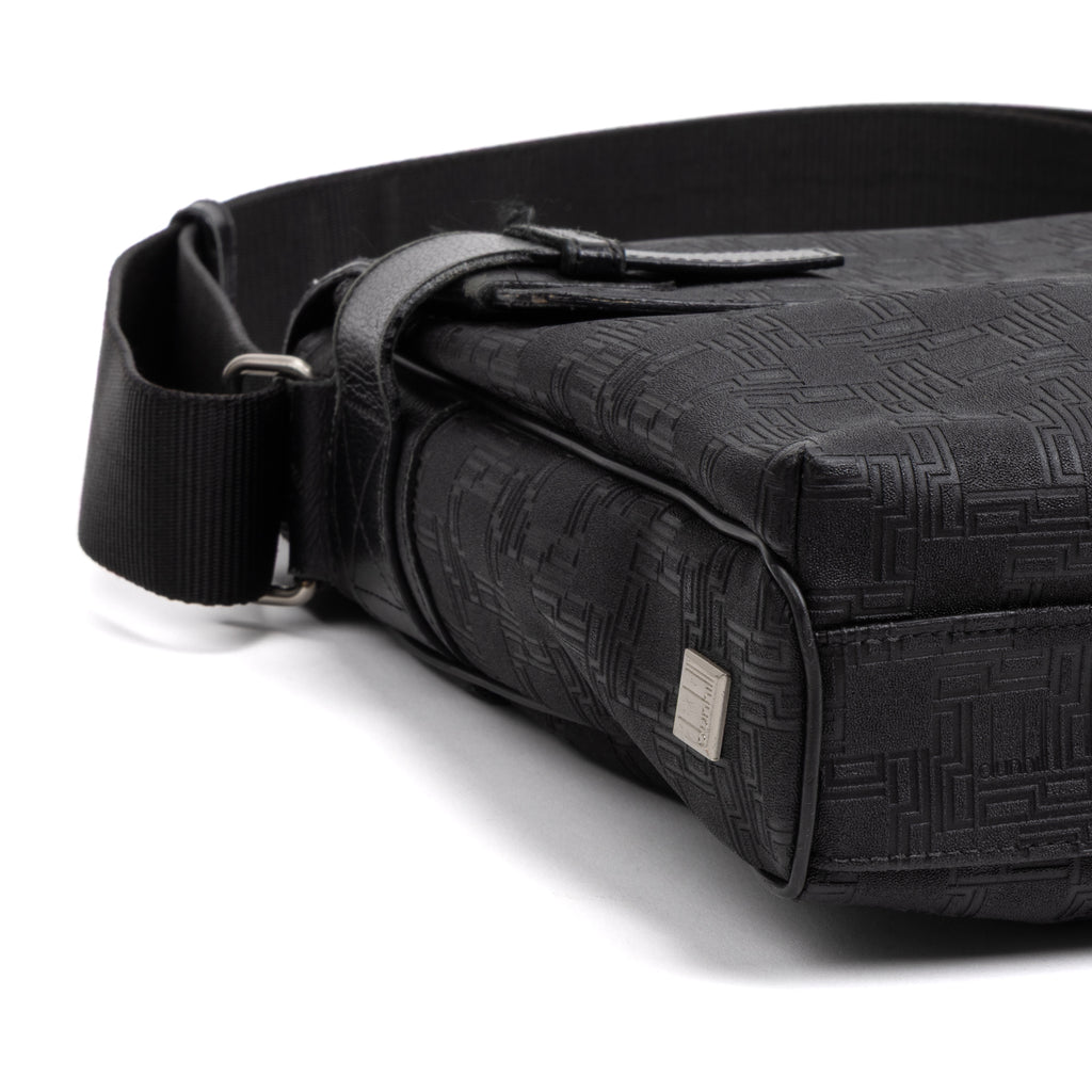 Shoulder Bag Medium Square Messenger Black Dunhill Pattern Embossed Coated Canvas