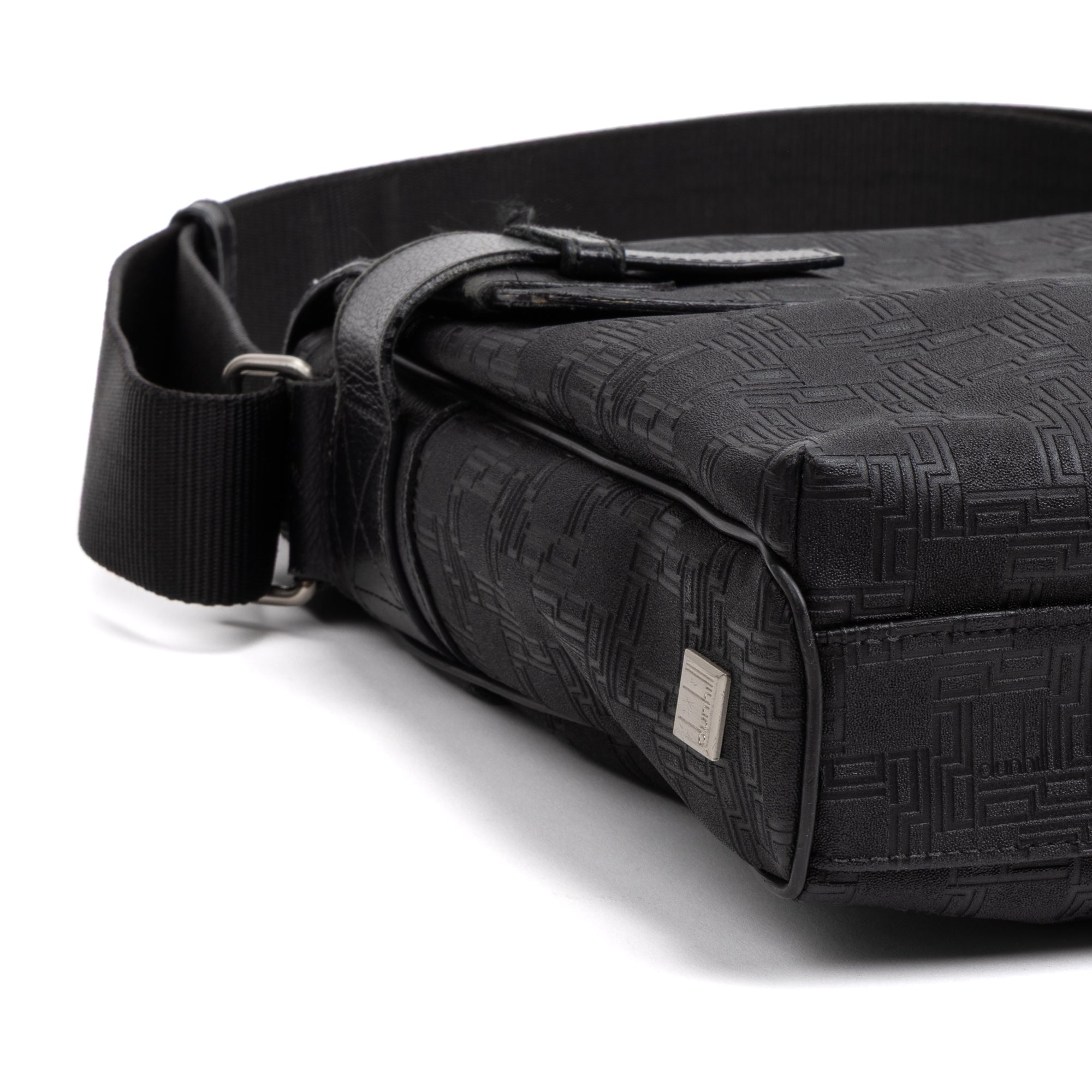 Shoulder Bag Medium Square Messenger Black Dunhill Pattern Embossed Coated Canvas