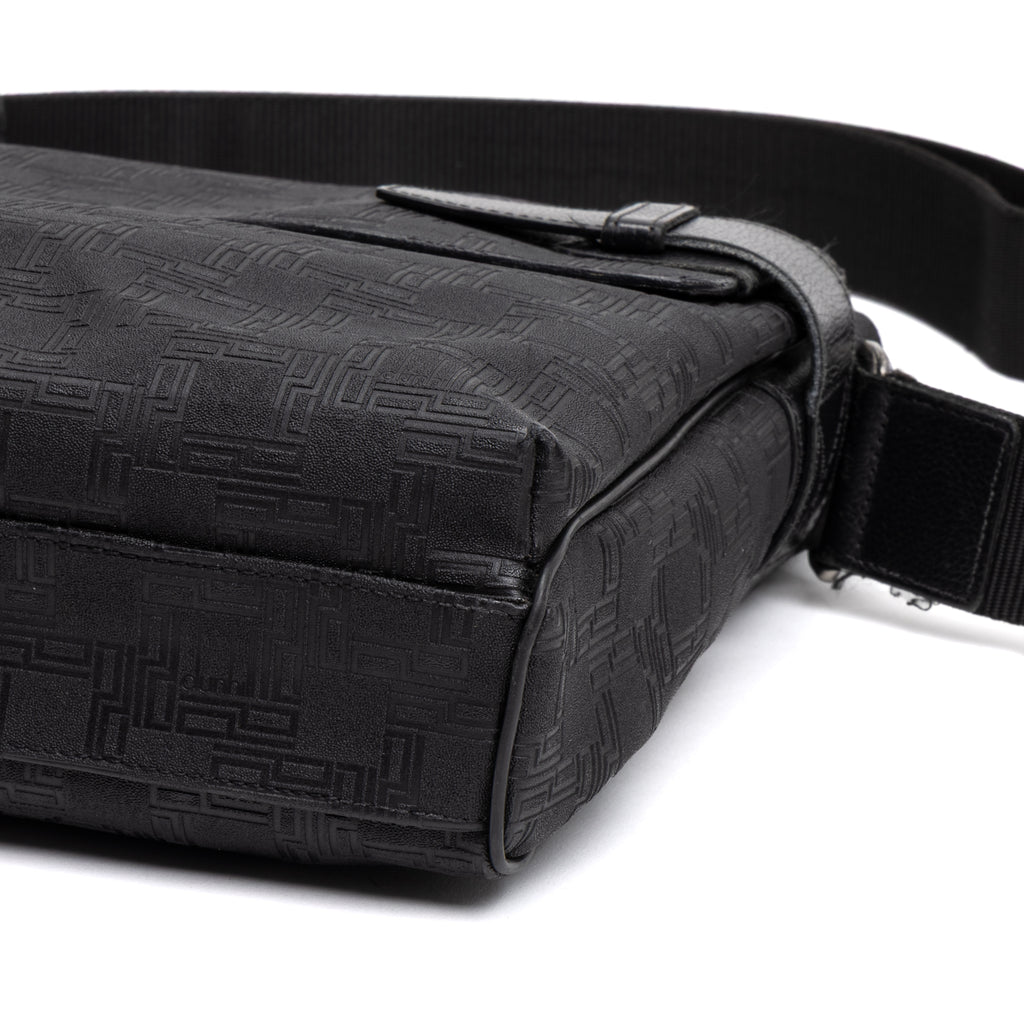 Shoulder Bag Medium Square Messenger Black Dunhill Pattern Embossed Coated Canvas