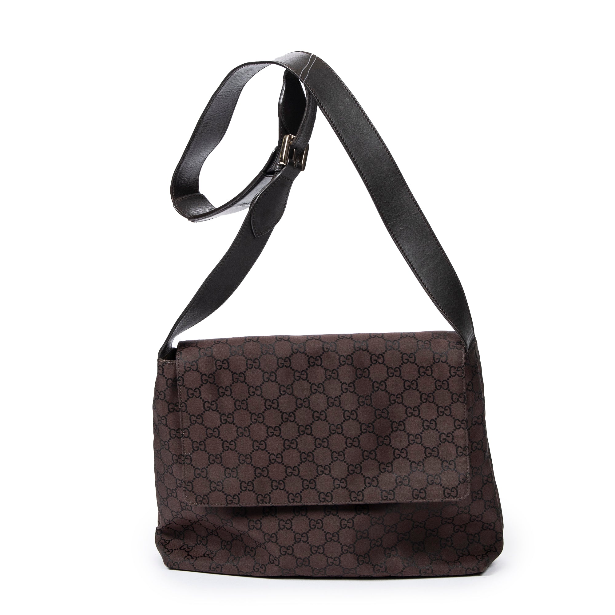 Shoulder Bag Flap Messenger Brown Monogrammed Nylon Canvas