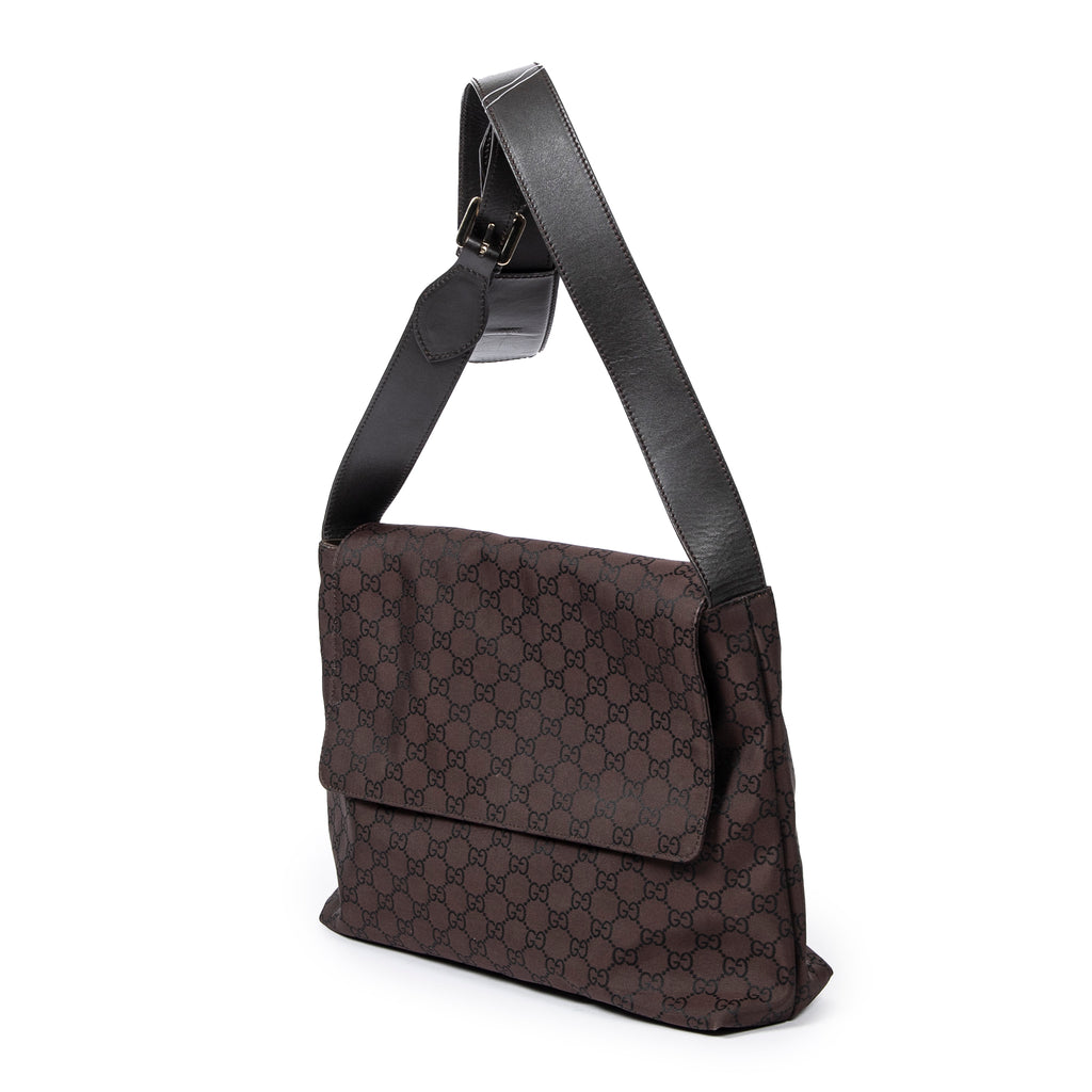 Shoulder Bag Flap Messenger Brown Monogrammed Nylon Canvas