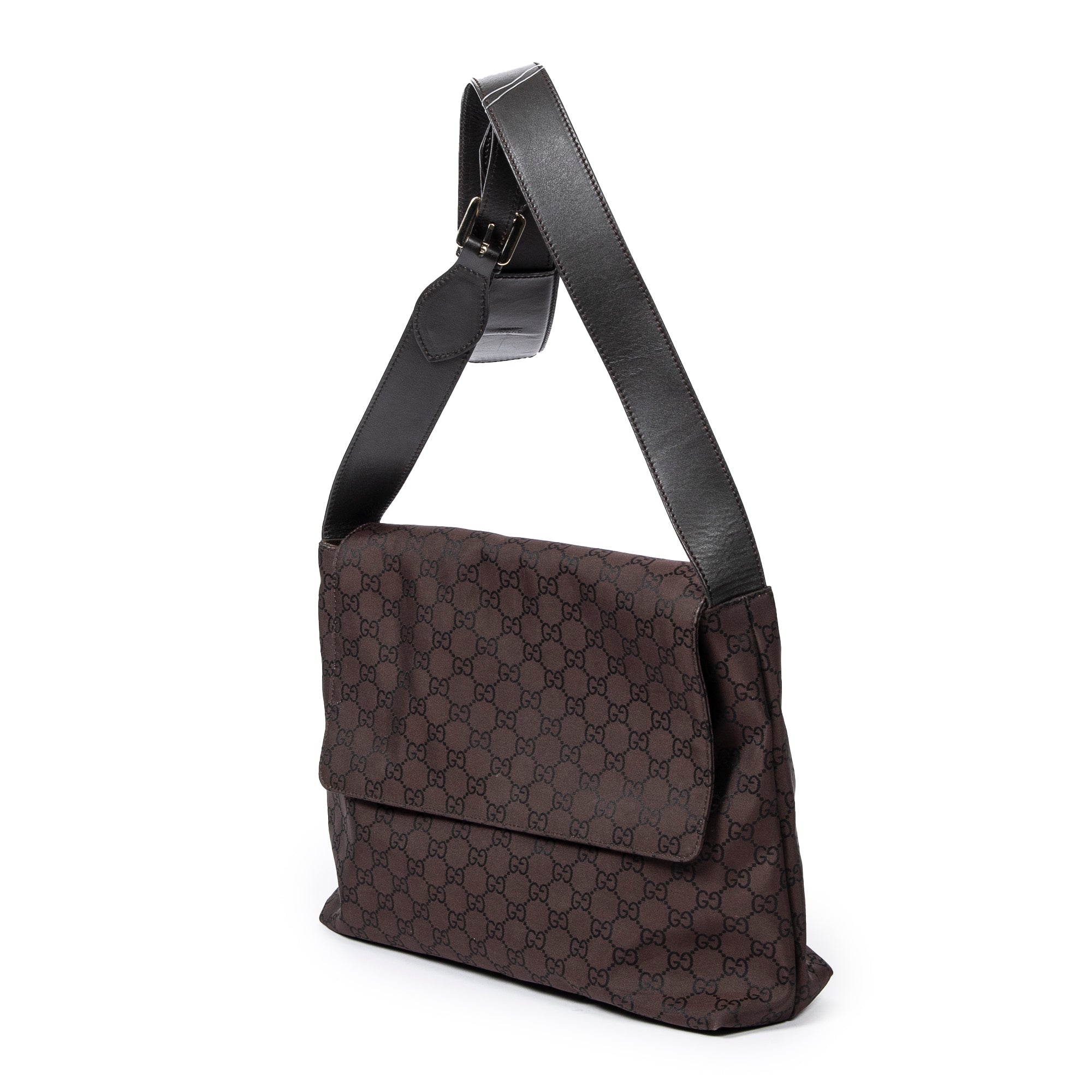 Shoulder Bag Flap Messenger Brown Monogrammed Nylon Canvas