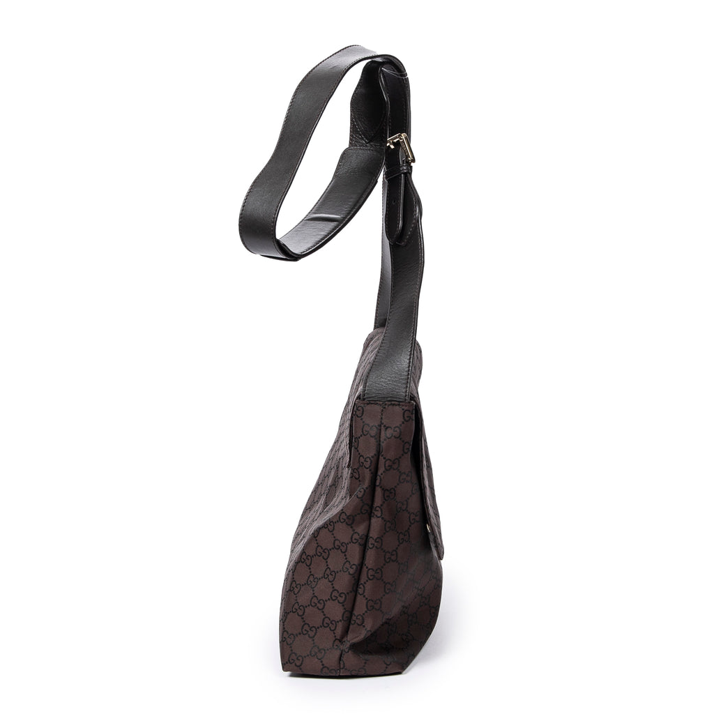 Shoulder Bag Flap Messenger Brown Monogrammed Nylon Canvas