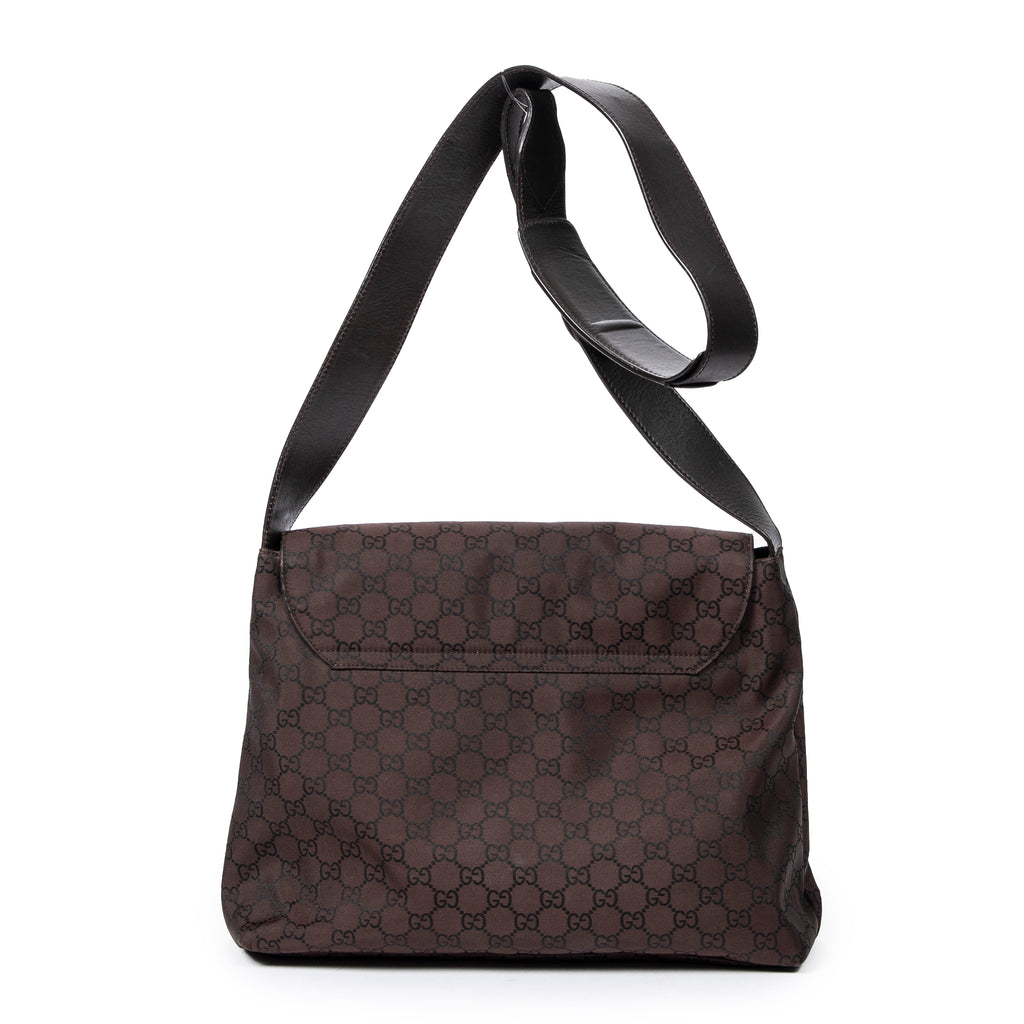 Shoulder Bag Flap Messenger Brown Monogrammed Nylon Canvas