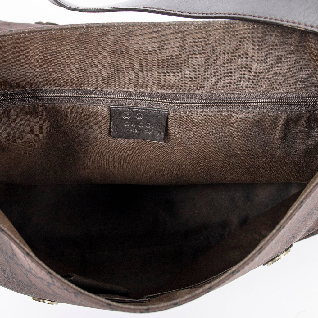 Shoulder Bag Flap Messenger Brown Monogrammed Nylon Canvas