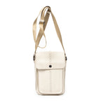 Shoulder Bag Small Vertical Flap Crossbody Ivory Grained Leather