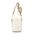 Shoulder Bag Small Vertical Flap Crossbody Ivory Grained Leather