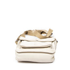 Shoulder Bag Small Vertical Flap Crossbody Ivory Grained Leather
