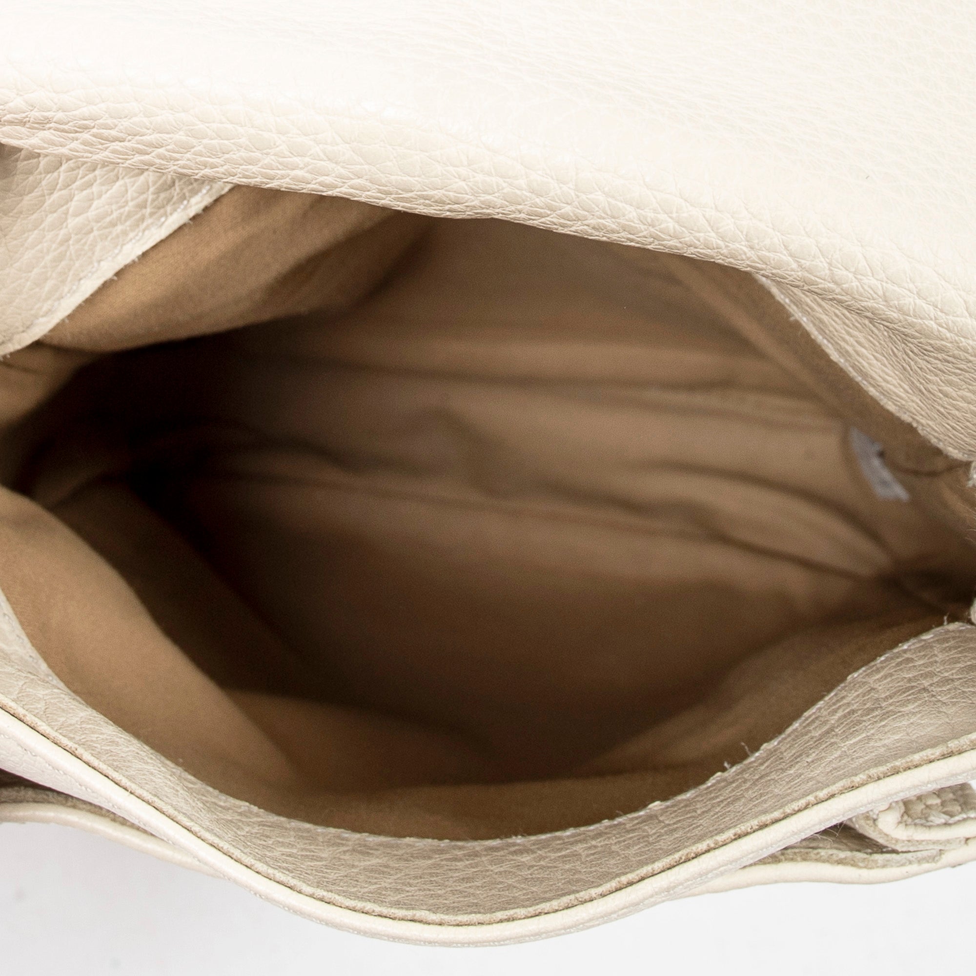 Shoulder Bag Small Vertical Flap Crossbody Ivory Grained Leather