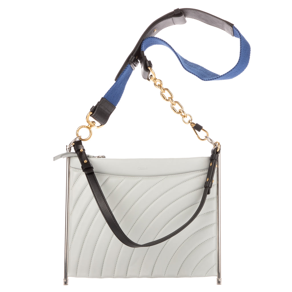Shoulder Bag Medium Roy Clutch Crossbody Light Grey Quilted Calfskin Leather