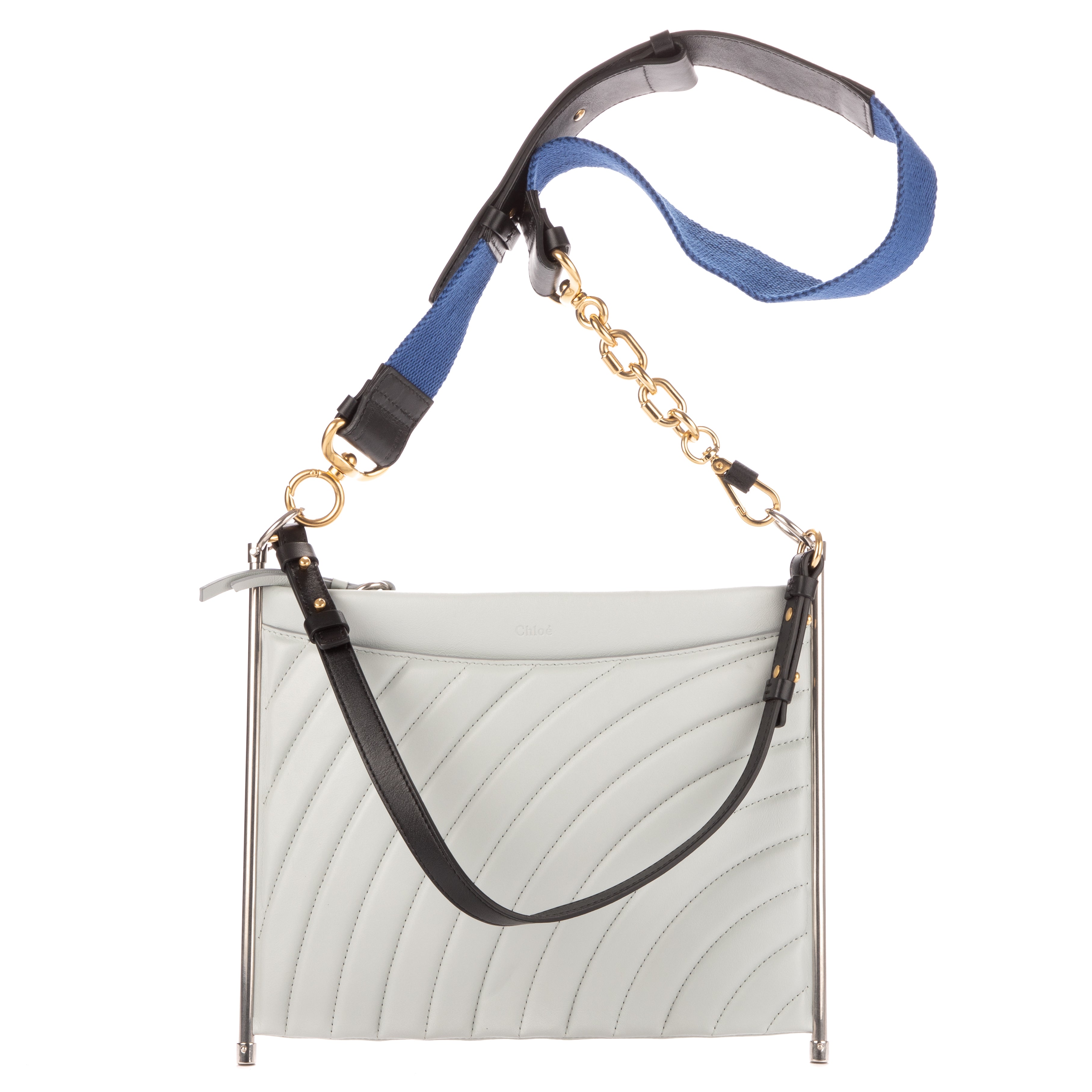 Shoulder Bag Medium Roy Clutch Crossbody Light Grey Quilted Calfskin Leather