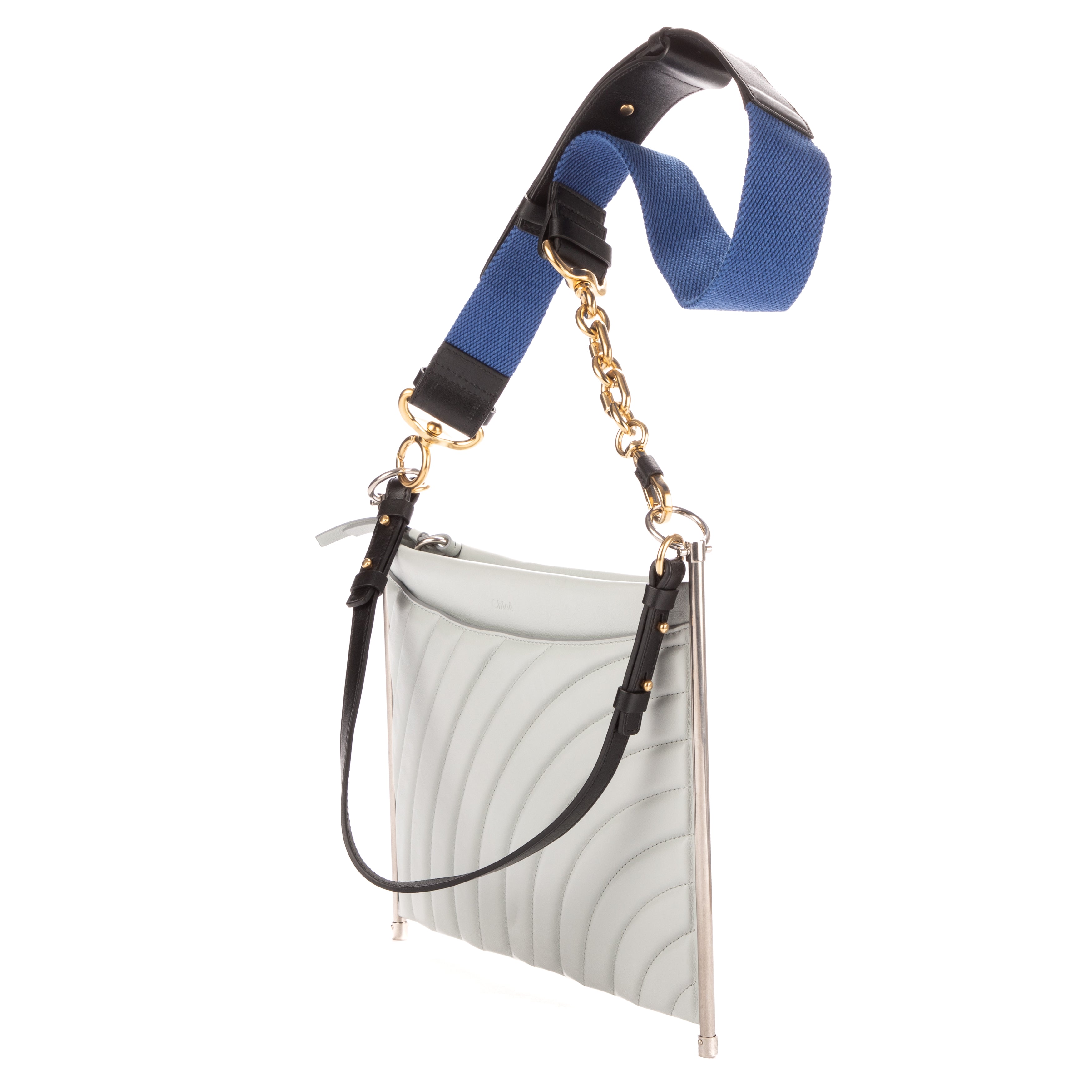 Shoulder Bag Medium Roy Clutch Crossbody Light Grey Quilted Calfskin Leather