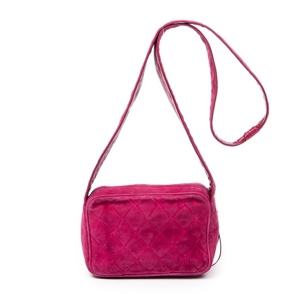 Shoulder Bag Mini CC Fringe Tassel Camera Bag Purple Quilted Suede Leather