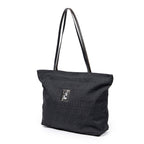 Shoulder Bag FF Logo Shopping Zip Tote Black Zucca Nylon Canvas