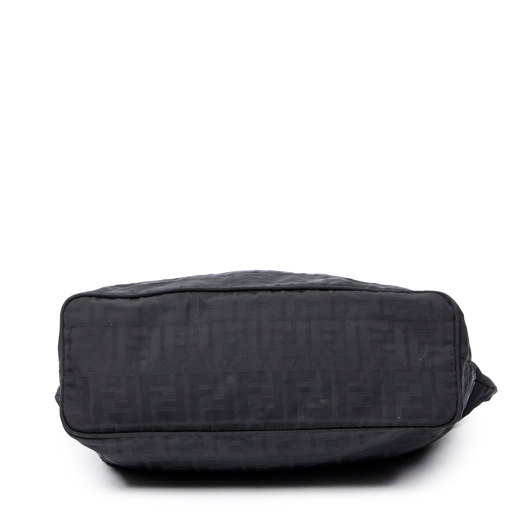 Shoulder Bag FF Logo Shopping Zip Tote Black Zucca Nylon Canvas