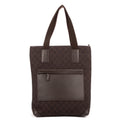 Shoulder Bag Vintage Front Pocket Tall Tote Dark Brown Monogrammed Denim Canvas