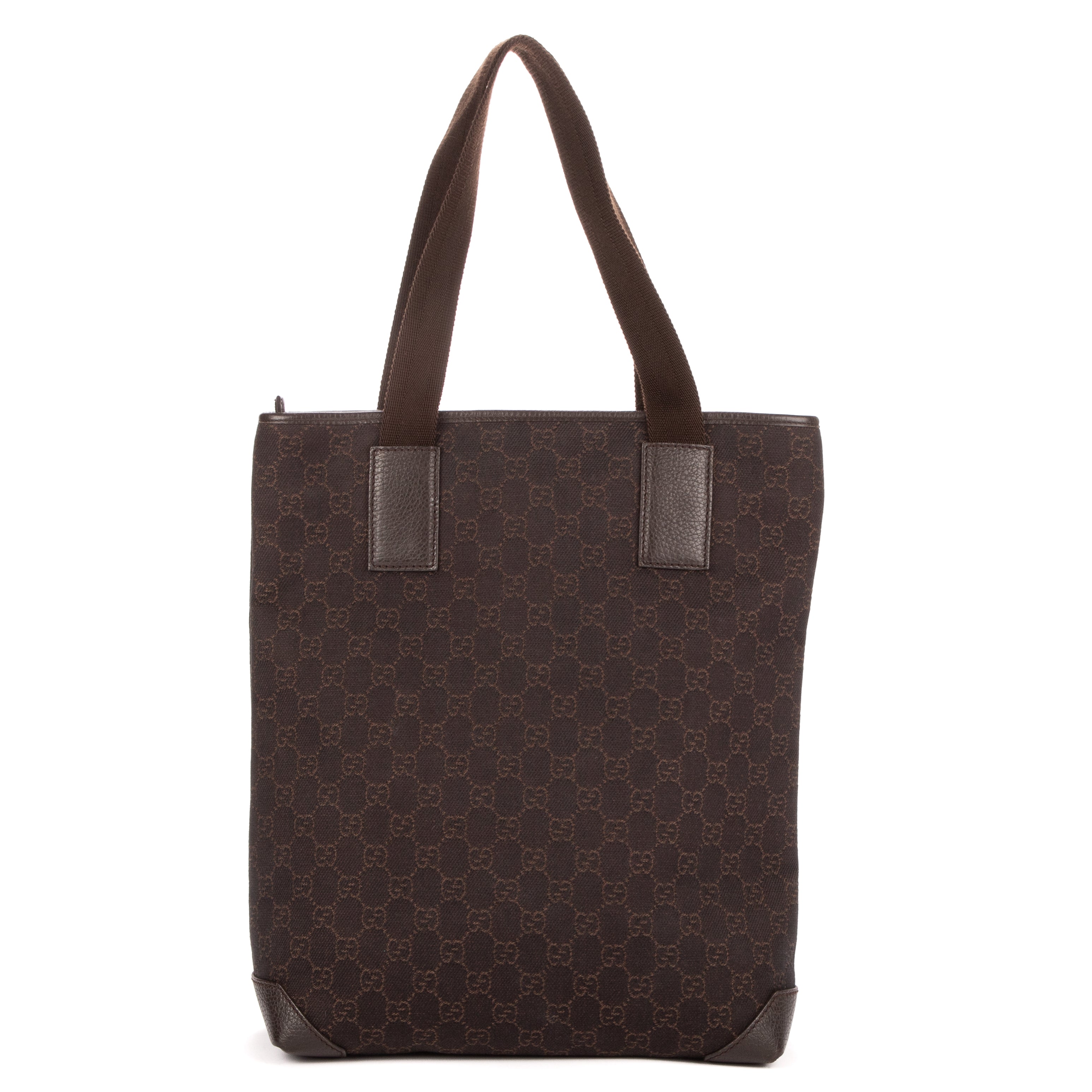 Shoulder Bag Vintage Front Pocket Tall Tote Dark Brown Monogrammed Denim Canvas