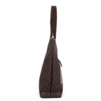 Shoulder Bag Vintage Front Pocket Tall Tote Dark Brown Monogrammed Denim Canvas