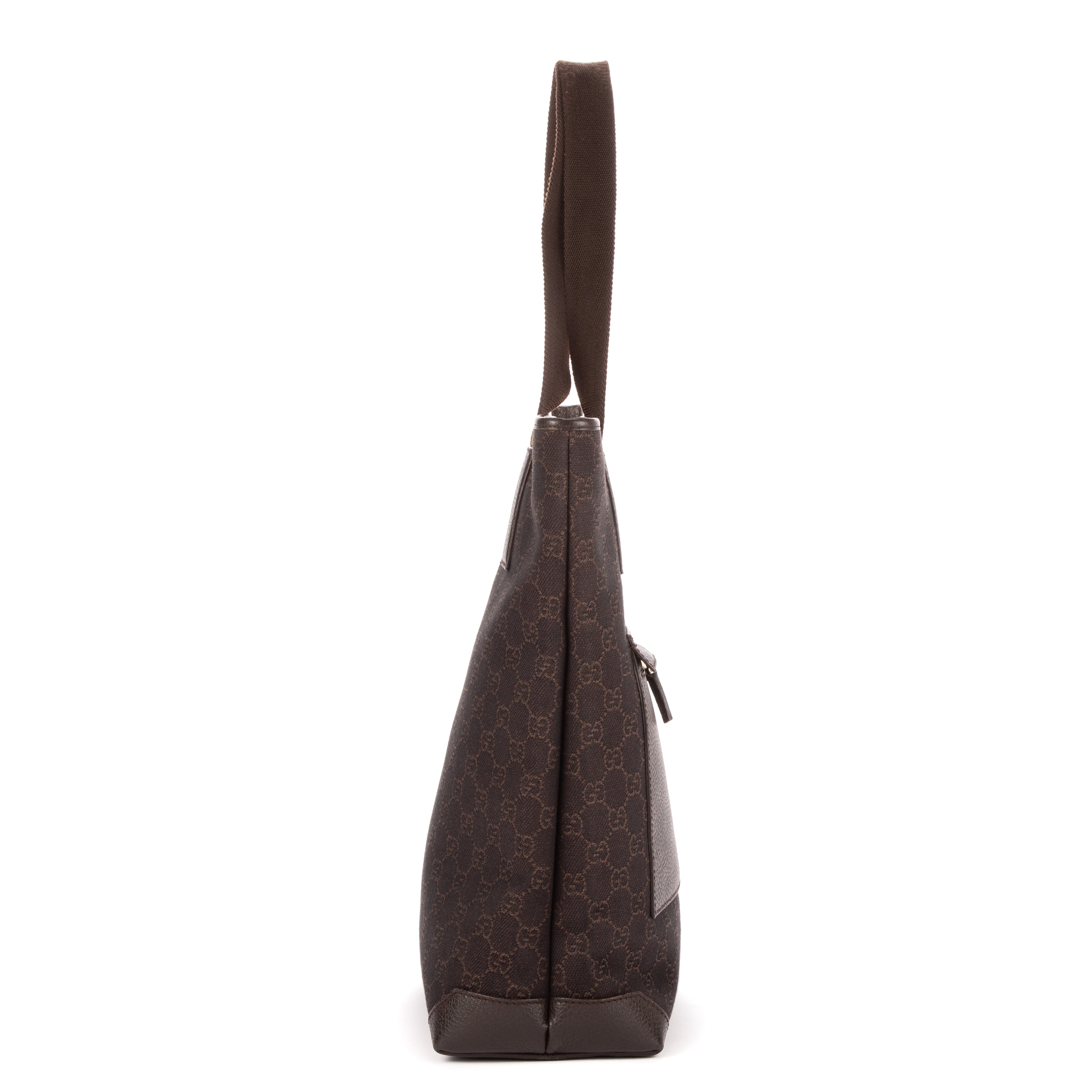 Shoulder Bag Vintage Front Pocket Tall Tote Dark Brown Monogrammed Denim Canvas