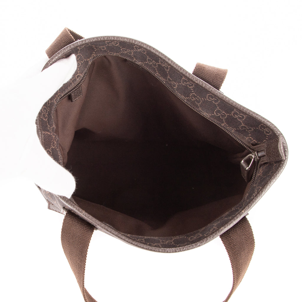 Shoulder Bag Vintage Front Pocket Tall Tote Dark Brown Monogrammed Denim Canvas