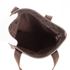 Shoulder Bag Vintage Front Pocket Tall Tote Dark Brown Monogrammed Denim Canvas
