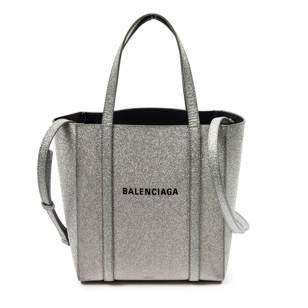 Shoulder Bag Everyday XXS Tote Silver Glitter Leather