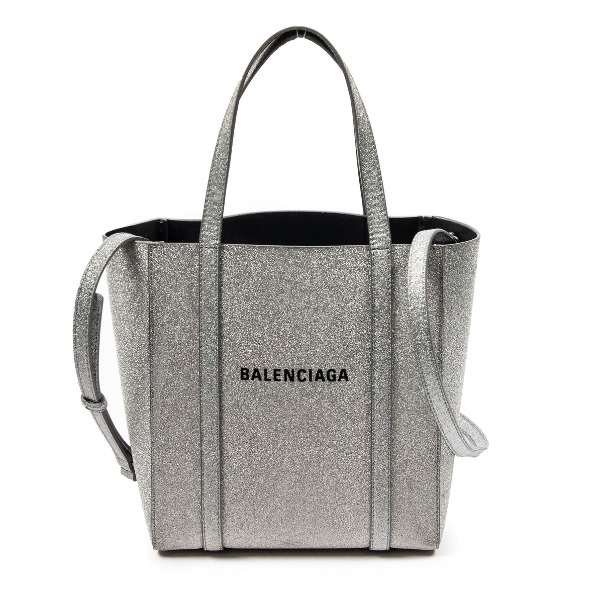 Shoulder Bag Everyday XXS Tote Silver Glitter Leather